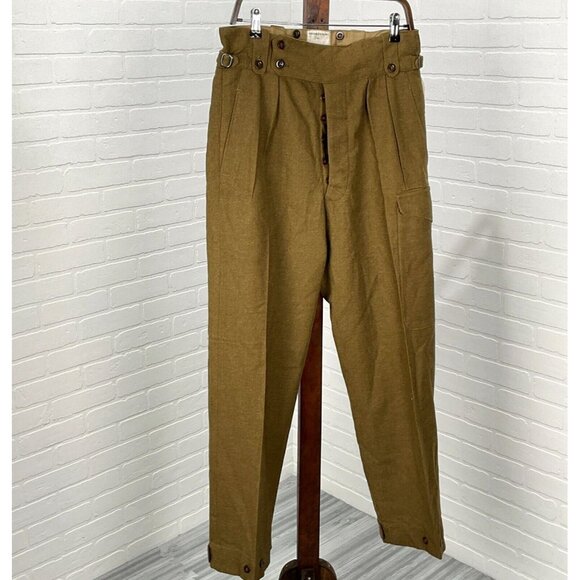 Carter Smith Co‎ Pants 11 Brown Cargo Wool Austrailian 1951 Military Deadstock - Picture 1 of 14